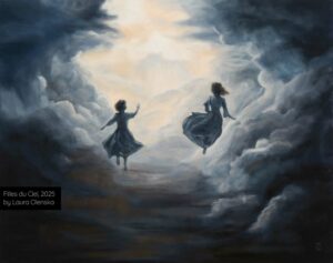 Filles du Ciel 2025 Laura Olenska peinture a lhuile oil painting toile canvas girls sky daughters nz art french artist