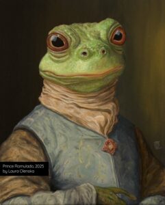 Prince Romualdo 2025 frog oil on canvas painting peinture a lhuile grenouille nz art artist