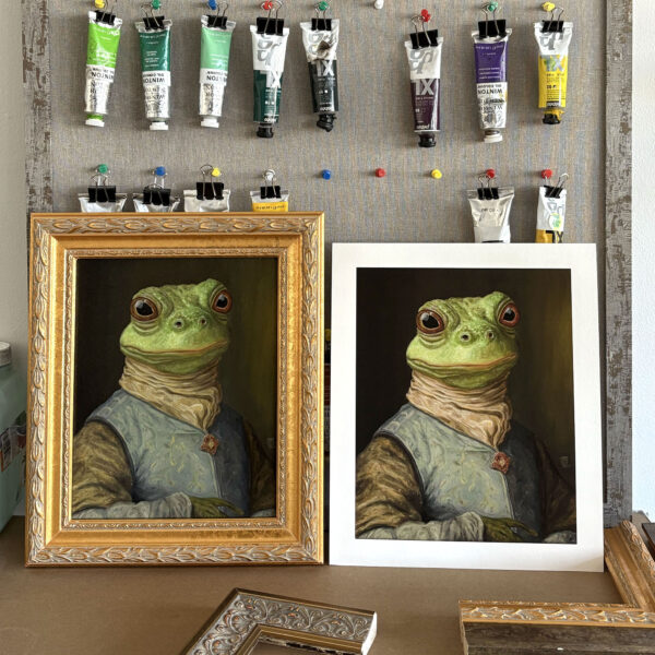 Fine Art Print Frog Prince Romualdo Royal oil painting by Laura Olenska NZ French art français artiste artist