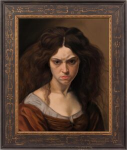 Grumpette devergondee defiant unapologetic irreverent portrait woman freedom laura olenska nz france oil painting peinture huile