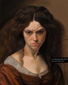 Grumpette devergondee defiant unapologetic irreverent portrait woman freedom laura olenska nz france oil painting peinture huile