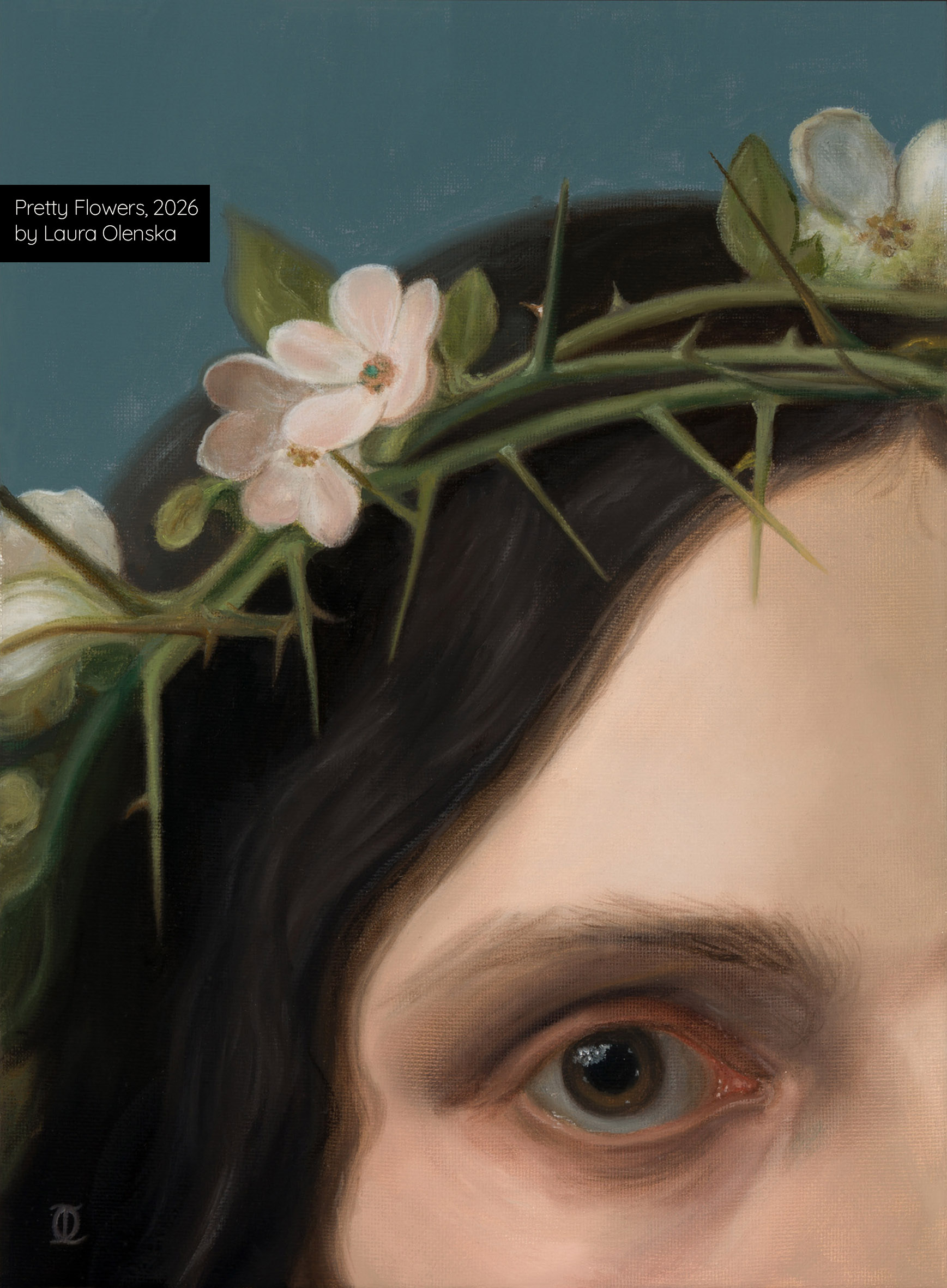 feminist painting feminism feminite peinture art nz french martyr woman girl laura olenska androgynous pain sacrifice flowers 2026