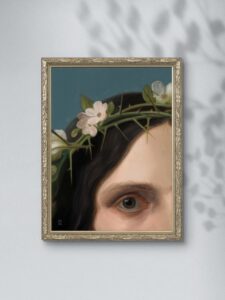 feminism feminist painting peinture femme woman pain sacrifice feminity art flowers crown thorns oil painting peinture a lhuile